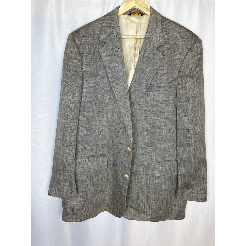 VTG 80s Brooks Brothers Herringbone Blazer, 44RG Union Made Preppy Academia Ivy